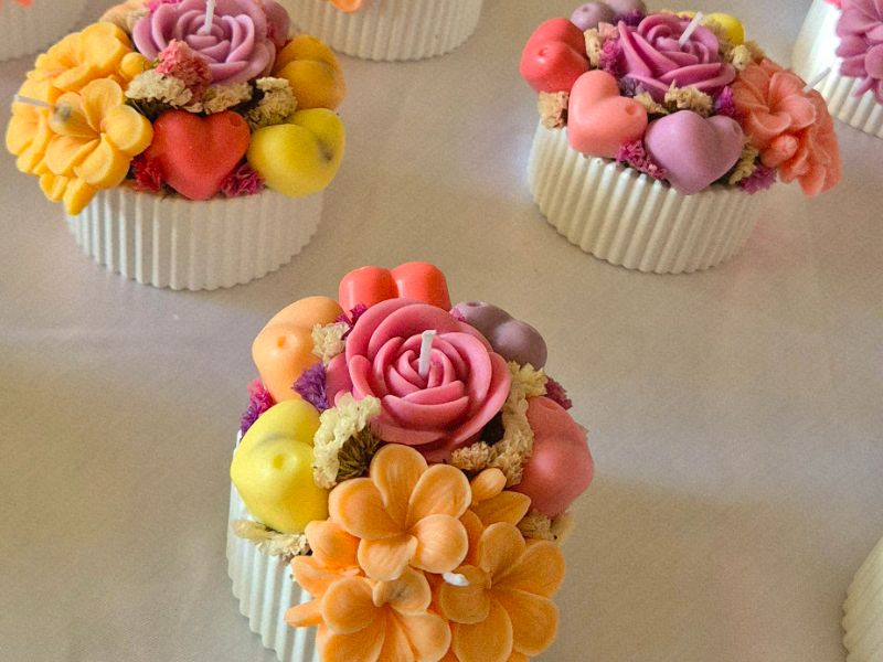 Bouquet decorativo aromatico base joyero