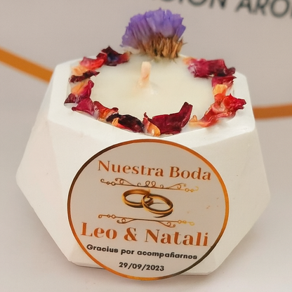 Vela hexagonal chica con naturaleza